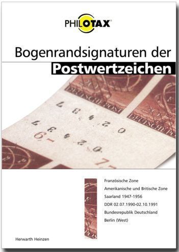 Bogenrandsignaturen der Postwertzeichen gedrucktes Handbuch